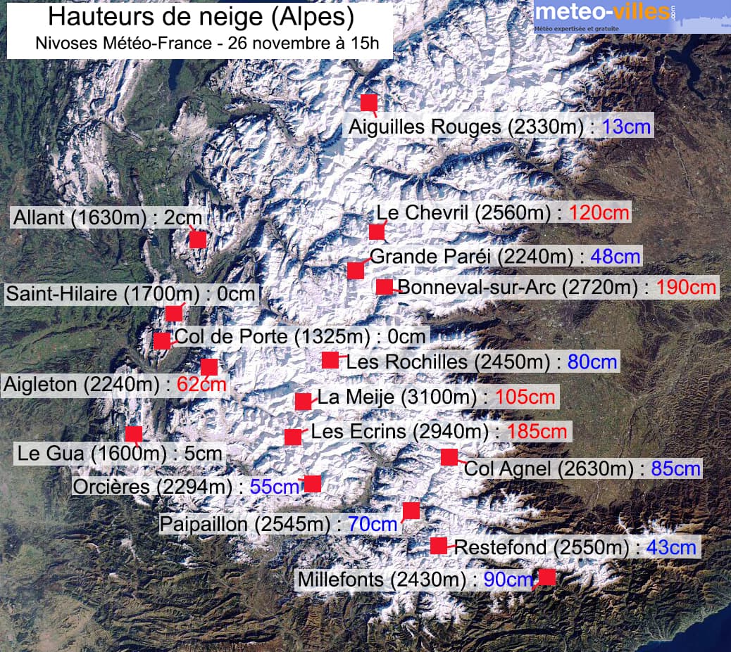 Image d'illustration pour Chutes de neige abondantes sur les Alpes frontalières